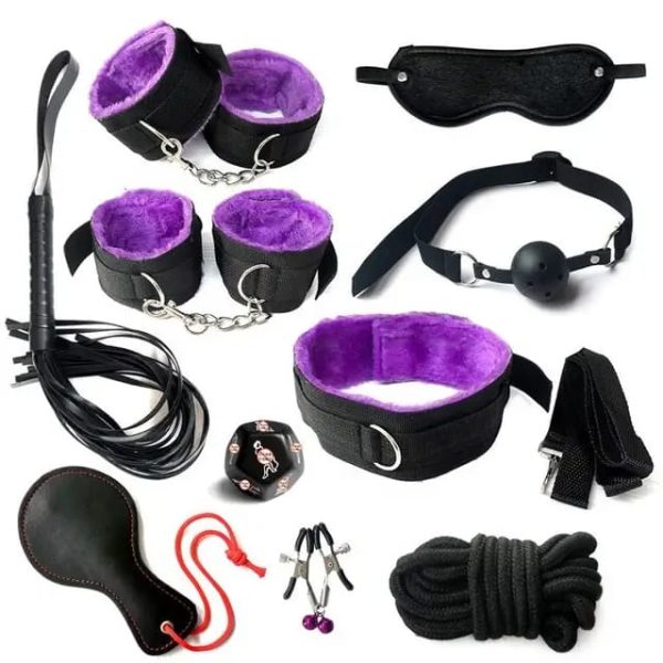 Kit Negro/Morado BDSM 10Pzs